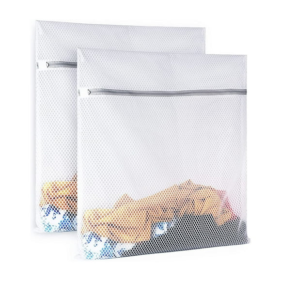2Pcs Durable Honeycomb Mesh Laundry Bags for Delicates