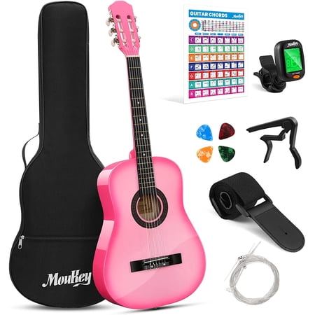 Moukey 30" Acoustic Guitar for Beginner Small Youth 1/4 Junior Size with Nylon String