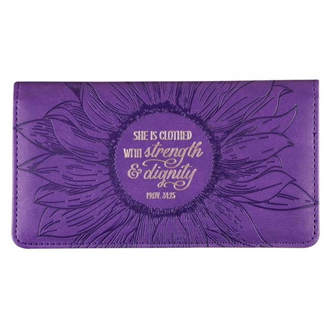 Christian Art Gifts 255431 Checkbook Cover Strength & Dignity Purple