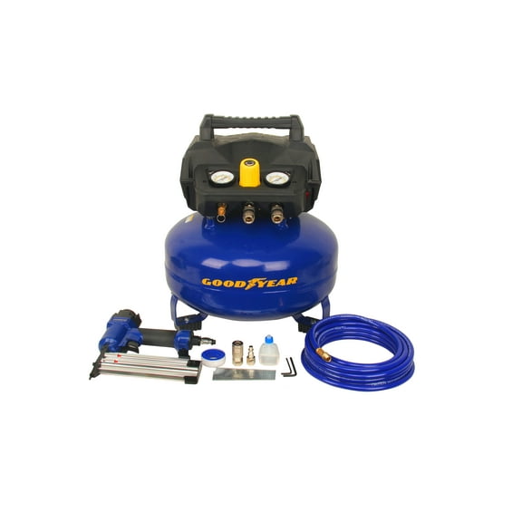 GOODYEAR 6 Gallon Portable Pancake Air Compressor with 2" Brad Nail Combo Kit