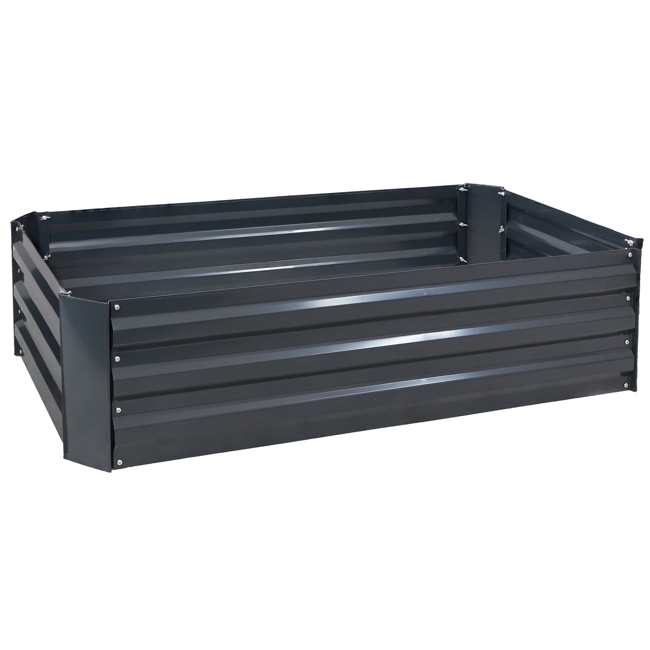 Sunnydaze 48" x 24" x 11.75" Dark Gray Galvanized Steel Raised Garden Bed, Set of 2