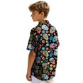thumbnail image 4 of Tiijoy Boys Short Sleeve Button Down Shirt Skeleton Floral Beach Shirt, Black, Sizes 3-13, 4 of 6