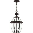 thumbnail image 3 of 2 Light Bronze Outdoor Chain Lantern Pendant Lighting Fixture with Clear Beveled Glass Shade backed with Hand Crafted Solid Brass material for patio, front porch, entryway and more, 3 of 5