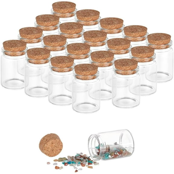 20pcs 30ml Glass Bottles with Cork Stoppers Tiny Glass Vials Corks Jars Mini Glass Bottles Small Decorative Bottle Art Crafts Storage Container for Wedding Birthday Party Favors Decor