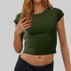 thumbnail image 5 of Camisetas de Manga Corta para las Mujeres Casual Color Sólido Cuello Redondo Tee, Blusa de Manga Corta de Moda para el Uso Diario, 5 of 6