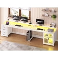 thumbnail image 2 of SEDETA L Shaped Desk with Drawers, 2 Person Desk with Full-Size Monitor Stand, Gaming Desk with LED Lights & Power Outlets, Corner Computer Desk with Glass Cabinet, White, 2 of 9