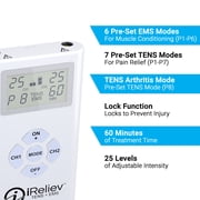 TENS Unit + EMS System - Combination Dual Channel Electrotherapy + Strength and Recovery System from iReliev