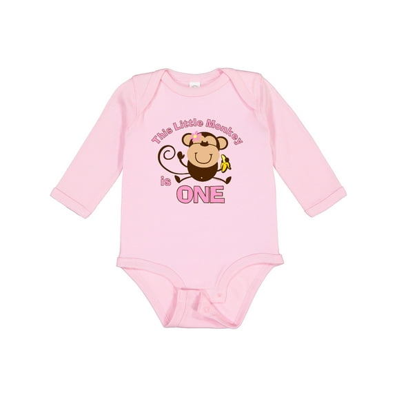 Inktastic Little Monkey Girl 1st Birthday Girls Long Sleeve Baby Bodysuit