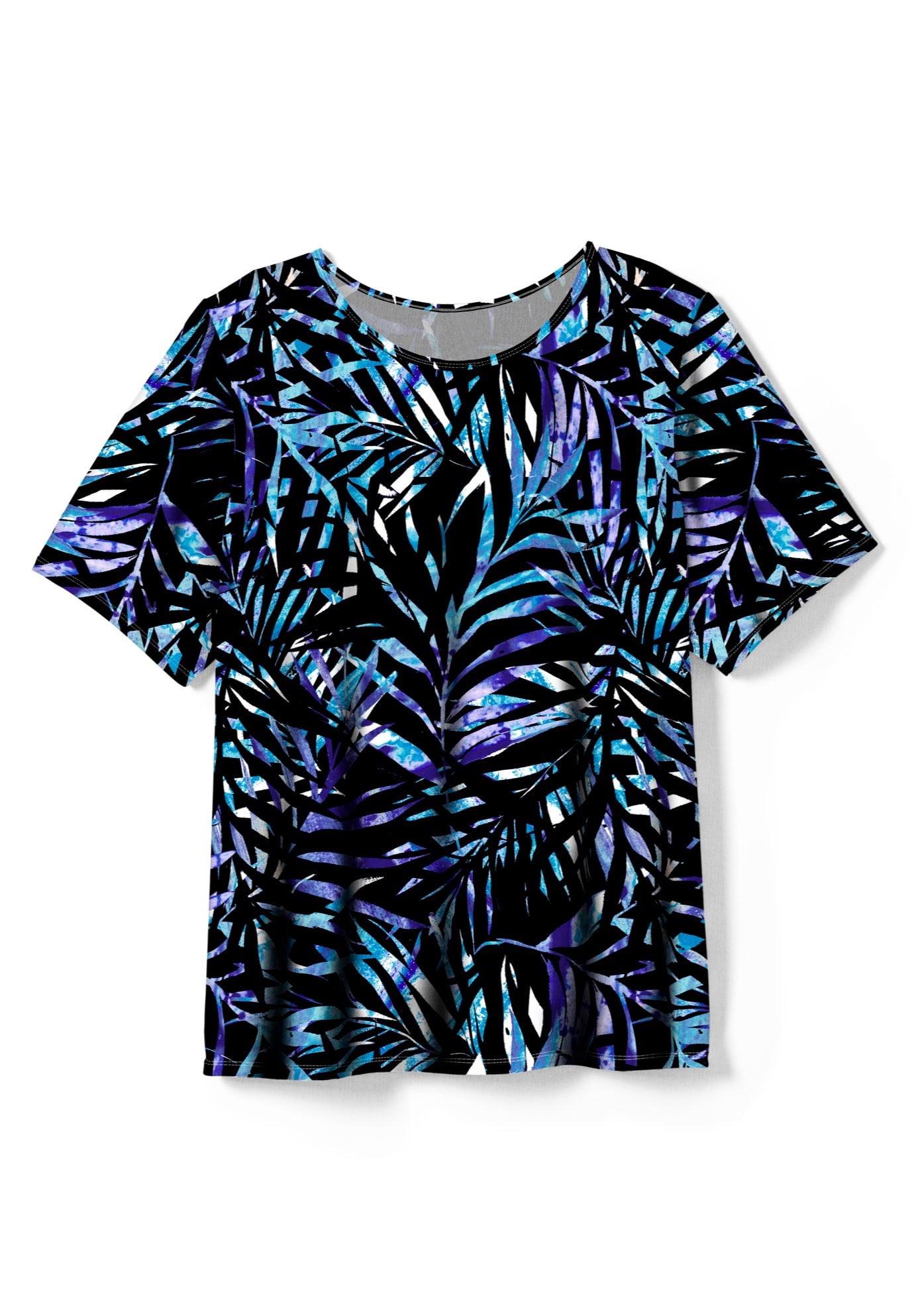 Swim 365 Women's Plus Size Chlorine-Resistant Crewneck Relaxed-Fit Swim Tee
