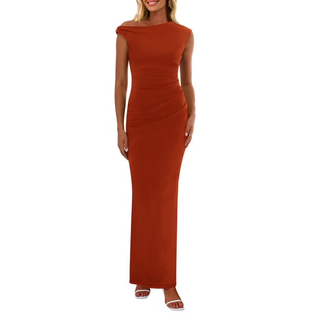 Vestido largo PRETTYGARDEN para mujer, verano 2025, con un solo hombro