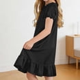 thumbnail image 5 of THDHVS Girls Summer Dress,Girls Solid Puff Short Sleeve Ruffle Hem Dress Round Neck Casual Sleepwear Summer,Dresses for Girls 4-5 Years, 5 of 10