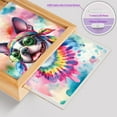 thumbnail image 4 of Hippie Boston Terrier Portrait Watercolor Tie-Dye Vintage Styles Acrylic Plaque with Wood Photo Frame Box Gentleman Dog Lover Gifts Light Box - 00014, 4 of 5