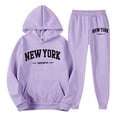 thumbnail image 2 of Valora Men's Suit Street Hoodie Tracksuit for Daily Casual Wear Comfortable Two Piece Set with Hooded Sweatshirt and Joggers Light Purple M, 2 of 4
