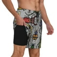 thumbnail image 2 of Yiaed Bright Insects Print Mens Swim Trunks Bathing Suit Compression Liner Beach Swim Shorts Swimwear Quick Dry Zipper Pocket No-Chafing Board Short-XX-Large, 2 of 6