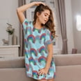 thumbnail image 3 of Rateoe colorful rainbow Print Women’s Nightdress – Cozy Cotton Short-sleeved Sleep Shirt, Loose-Fit Sleepwear, Perfect for Relaxing and Sleeping, 3 of 6