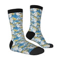 thumbnail image 2 of Goofa Flower and Sail Boat Printed Men's Crew Socks, Soft Durable Breathable Moisture-Wicking with Odor Control Cotton socks, 2 of 9