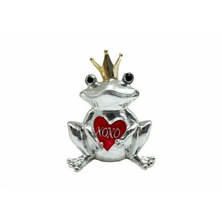 Crowned Silver Colored Frog Figure: "XOXO" - By Ganz