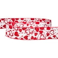 thumbnail image 4 of Northlight Hearts Valentine's Day Wired Craft Ribbon - 2.5" x 10 Yards - White and Red, 4 of 6