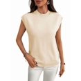 thumbnail image 2 of Women'S Mock Neck Sweaters Vest Business Casual Trendy Tops Fall Outfits Apricot L, 2 of 9