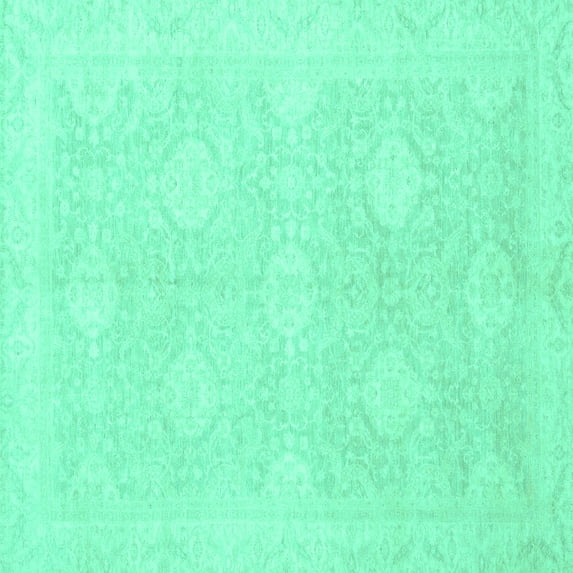 Ahgly Company Indoor Square Oriental Turquoise Blue Traditional Area Rugs, 7' Square