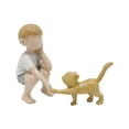 thumbnail image 1 of Decoración De Niño Y Gato Para El Hogar. Estatuilla De Mesa. Adornos. Recuerdo De Gato. Artesanía De Resina., 1 of 7