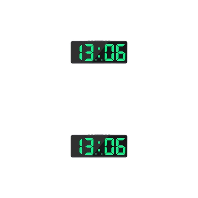 Yuarrent Reloj digital LED Estilo simple Pantalla de fecha Rectangular Recargable 2 Modo 5 Engranaje Función de repetición Tipo de alarmas tipo 9 2piezas