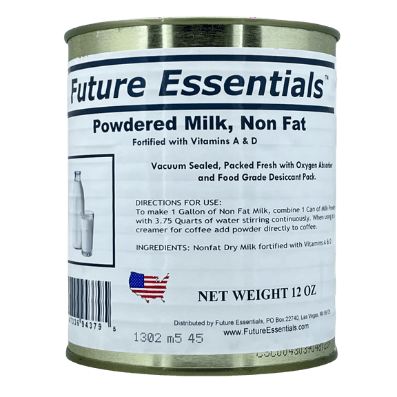 Future Essentials Long Shelf Life Emergency Canned Powdered Non Fat Milk 12oz - 1 Can