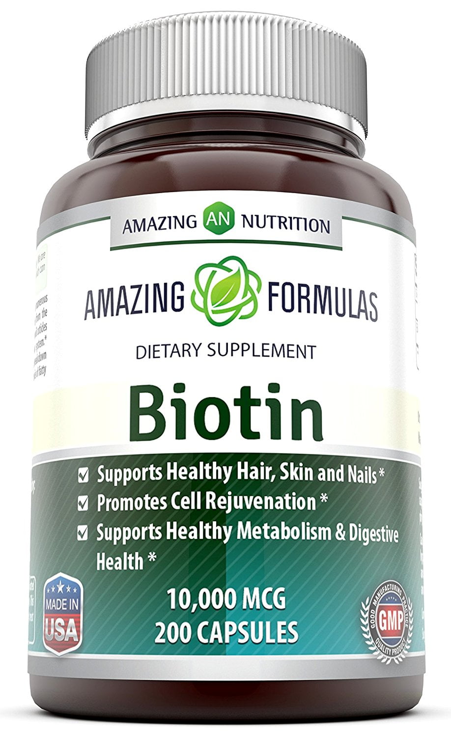 Amazing Nutrition Biotin 10,000 Mcg Dietary Supplement, 200 Capsules