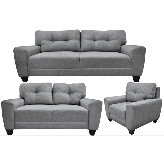 Sala Modular 3-2-1 El Bazar Store Sidney Gris Plata, Sofa, Love seat y sillon