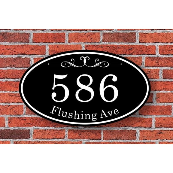 Custom Address Sign Aluminum Oval 12"W x 7"H, Personalized Outside House Number Sign, Address Plaque, Housewarming Gift, 11