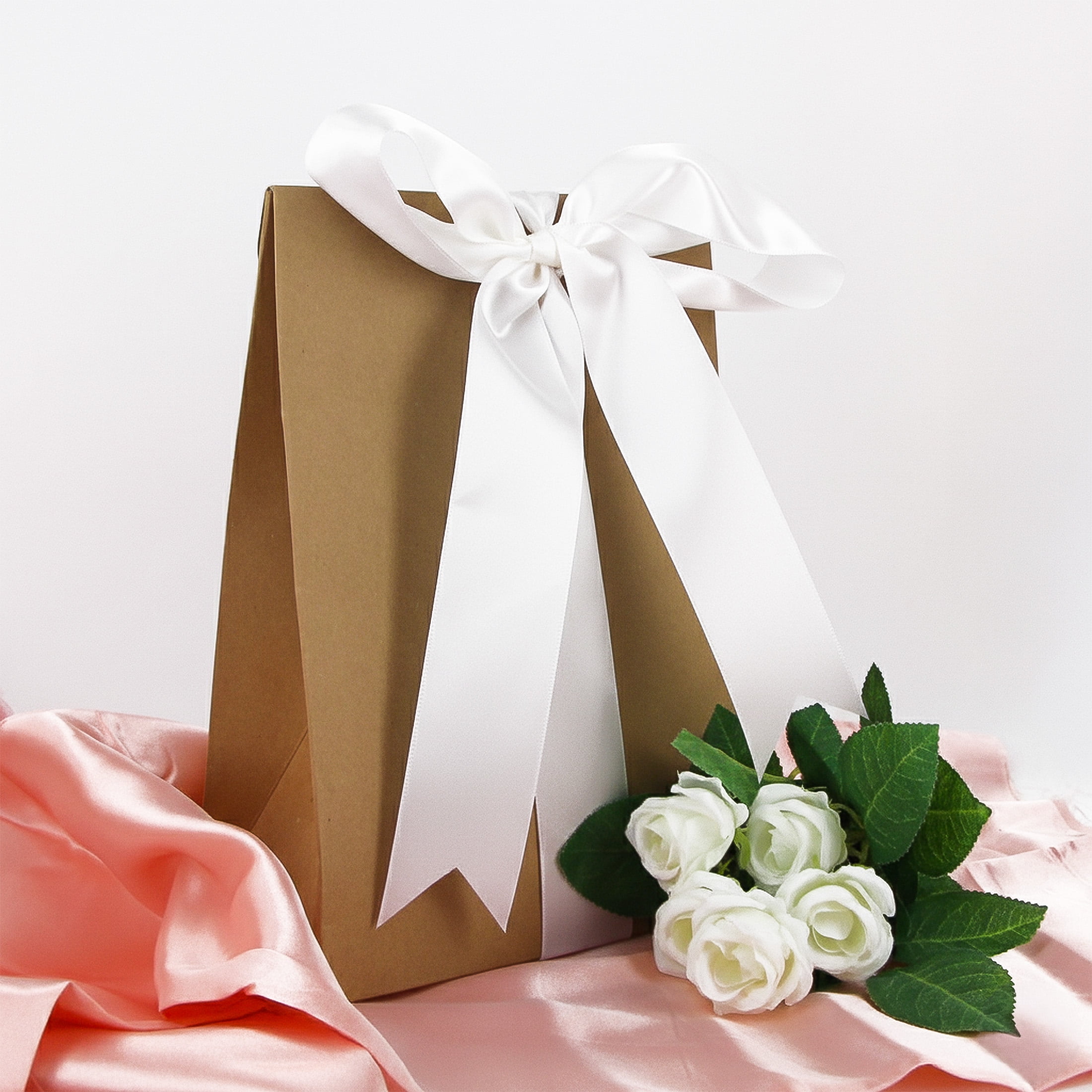 UNIQUE CREATIV, Ribbon, Single Face Satin, White, 100% polyester, 25mm x 5.5m ( ⅞" x 6 yds)