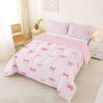 thumbnail image 2 of Erosebridal Cartoon Ribbon Full Size Comforter Sets for Kid, Butterfly Knot Bedding Sets, Pink, 3 Pieces, 2 of 6