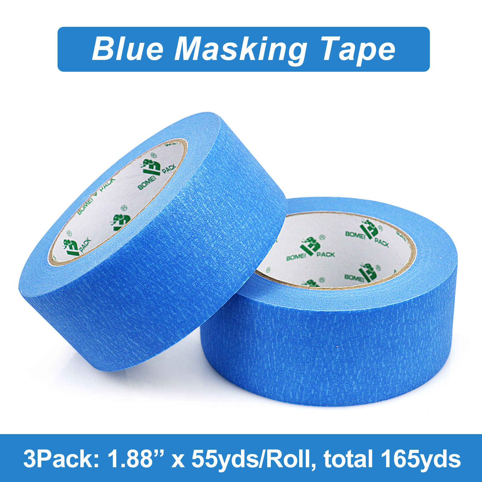 Bomei Pack Blue Painter's Tape, 3-Pack 2" x 55 Yard photo 3