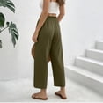 thumbnail image 5 of Nestiefly Cropped Linen Wide Leg Pants for Women Summer Casual Flowy Palazzo Pants High Waisted Beach Trousers with Pockets Army Green XL, 5 of 8