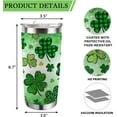 thumbnail image 3 of St Patricks Day Tumbler with Lid and Straw, Glitter Lucky Green Shamrocks Clover Stainless Steel Travel Coffee Cup, Saint Patricks Day Ireland Irish Gifts, 20oz Double Wall Vacuum Insulated Mug, 3 of 6