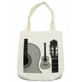 thumbnail image 1 of Guitar Tote Bag, Monochrome Design Striped Acoustic Classical Instruments Folk Country Music Concert, Cloth Linen Reusable Bag for Shopping Books Beach and More, 16.5" X 14", Cream, by Ambesonne, 1 of 2