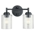 thumbnail image 3 of Kichler Winslow 12.75" 2 Light Black Vanity Light with Clear Seeded Glass Shades, 3 of 8