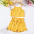 thumbnail image 3 of Agkizg 2PC Solid Sleeveless Tank Top Elastic Waist Bow Shorts Set Cute Summer Outfits (Toddler Girl's or Girl's),2-Piece Set,Sizes 0-18 Months, 3 of 5