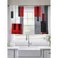 thumbnail image 5 of Red Black Color Block Sheer Curtains 45 Inches Long 2 Panels Retro Modern Light Filtering Semi Sheer Window Curtains Drapes for Bedroom Living Room 52"x45", 5 of 7