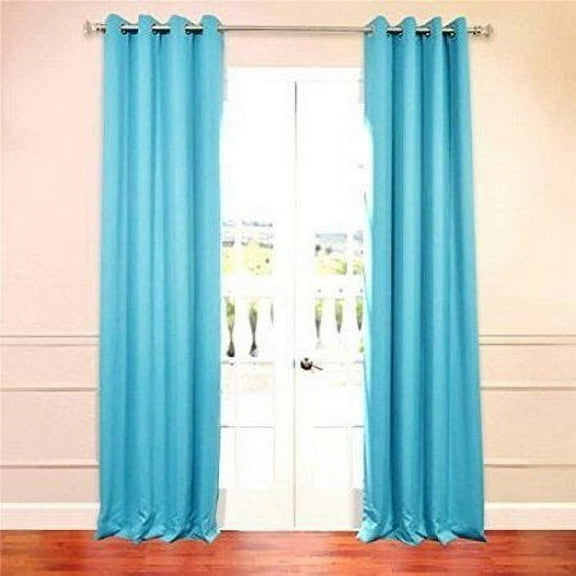 Solid Amy Thermal Blackout Window Curtain With Shiny Back To Reflect Sunlight! (108" Extra Long, Turquoise)