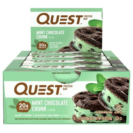 Quest Protein Bar, Mint Chocolate Chunk, 20g Protein, 12 (Best Quest Bar Flavor 2019)