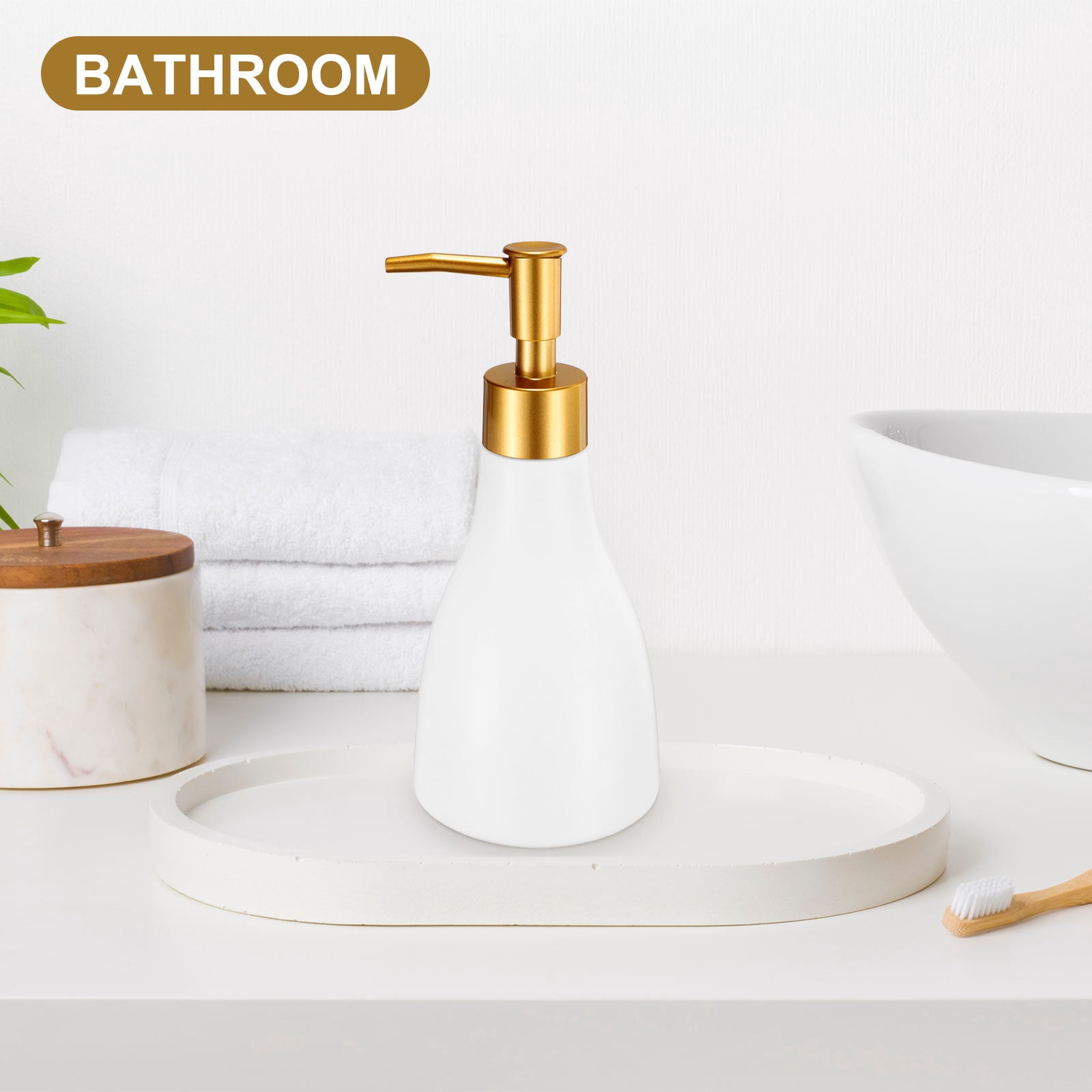 Unique Bargains Soap Dispenser Hand and Dish Soap Dispenser with Pump 9.5 Oz White