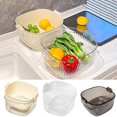 thumbnail image 1 of Cesta de lavado de verduras de doble capa con drenaje - Cuenco de frutas y ensaladas de gran capacidad para separar lo húmedo y lo seco, 1 of 7