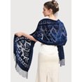 thumbnail image 3 of Velvet Shawl with Fringe Shawl for Women scarf Handmade Indian Wraps for women with Tassel, 3 of 4