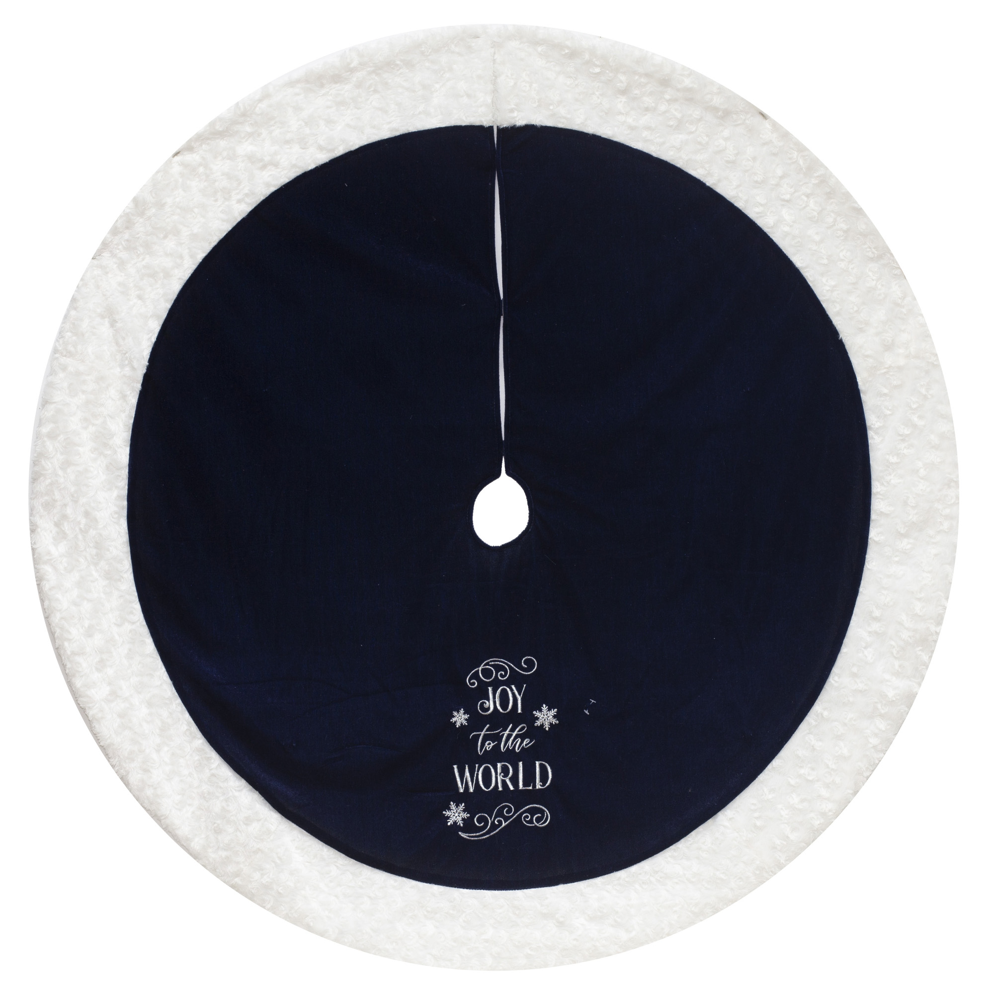 Holiday Time Blue Polyester Velvet Christmas Tree Skirt, 48" x 48