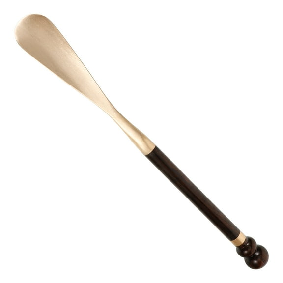 KALLORY Ebony Copper Long Handle Shoe Horn for Home Use Convenient Easy Operation 16.5 Inches