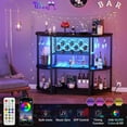 thumbnail image 2 of iSunirm 3-Tier Wine Bar Cabinet with Power Outlets and LED Lights, Bar Table Coffee Bar with Glass Holder & Liquor Storage Rack for Kitchen, Living Room, Black, 2 of 9