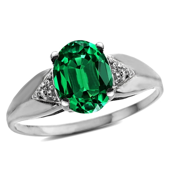 Tommaso Design� Oval 9x7mm Simulated Emerald And Ring