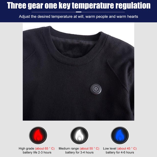 Suéter de manga larga con calefacción Ropa interior térmica lavable para esquiar Pesca Jogging JShteea Para Estrenar