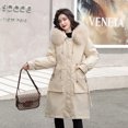 thumbnail image 1 of Ladies long down cotton winter warm jacket coat with detachable plush lining, 1 of 4